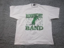 Vintage Rosemont Band Shirt Mens Large White Green Graphic Music Notes Horse 90s