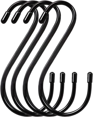 6 Inch Large S Hooks 4-Pack Heavy Duty Viny Coated Steel Hooks for Hanging