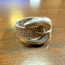 Mid Century Modern Sterling Silver Braided Belt Buckle Statement Ring Size 9.5