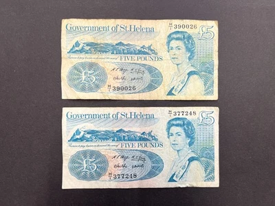 St Helena £5 Pounds Vintage "Elizabeth II" Banknote Set (2) LOT: 0706-060 - Image 1 of 4