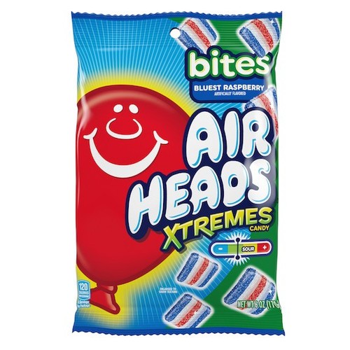 Airheads Xtreme Bites Bluest Raspberry, 6 once, 12 per custodia