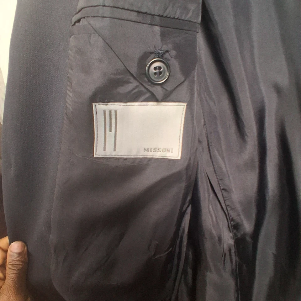 Blazer Missoni Tejido Hombre Lana 3 Botones Azul Marino Bolsillos Italia Talla 52 Leer Foto 4 de 4