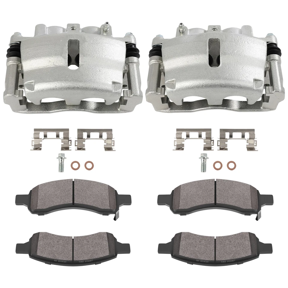 Par de pinças de freio dianteiras e pastilhas de cerâmica para 2009-2017 Chevrolet Traverse - Imagem 2 de 4