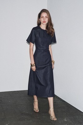 ZARA NEW WOMAN FW25 ZW COLLECTION DENIM LONG DRESS Blue | 2183/242 XS,S,L
