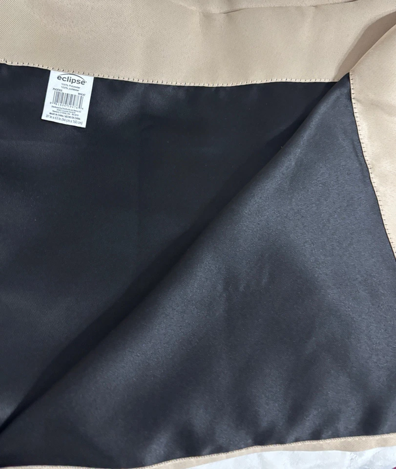 Eclipse, Wheat Tan Solid Blackout Curtain Panel Set, 37 x 63 Inches - Image 2 of 3