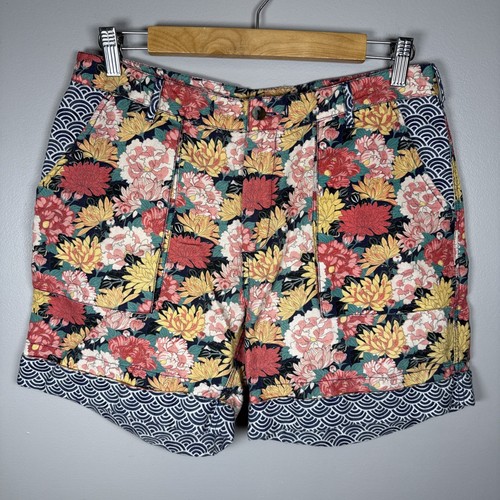 Sundance Floral Kalini Größe Small Leinen Baumwollmischung Bündchen Saum Shorts Taschen
