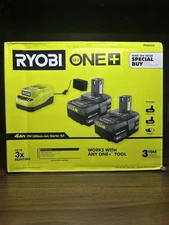 SEALED Ryobi ONE+ 18V 2pk 4 Ah Lithium Battery and Charger Kit - PSK006