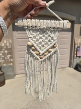 Macrame Wall Hanging Small Wood Beads Dowel Rods Boho Decor