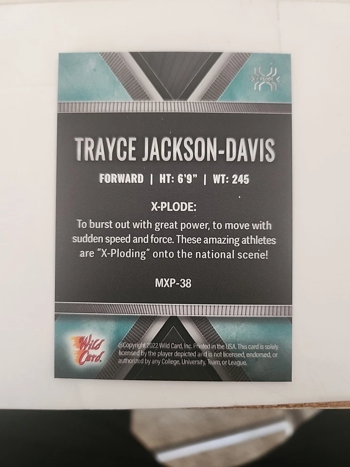 2022 Wild Card Matte SP Exclusive X-Plode Basketball Trayce Jackson-Davis - Image 4 of 4