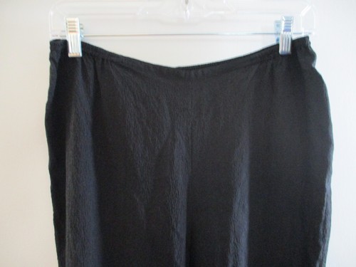 Citron Santa Monica Womens Sz M 100% Silk Black Gauze Capri Pants Bottoms Boho - Picture 3 of 8