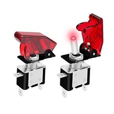 DaierTek Red 12V LED Lighted Toggle Switch with Aircraft Red LED with Cover