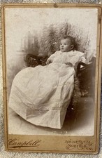 1800s Cabinet Card Photo Precious Victorian Baby w Long Dress