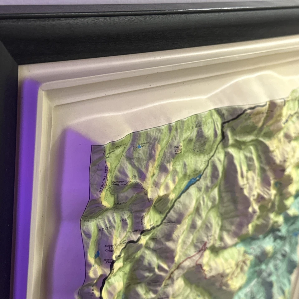 Mapa topográfico vintage del Parque Nacional de las Montañas Rocosas 3D Foto 4 de 4