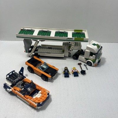 LEGO CITY: Car Transporter (60305) Plus Race Boat Mini Figures Mostly Complete