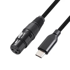 USB C/Type-C to XLR 3-Pin Mic Audio Cable Male to Female Microphone Adapter Cord