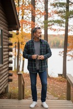 VTG LL Bean C246 Men's XL Green Navy Blue Red Tartan Plaid LS Shirt Made in USA