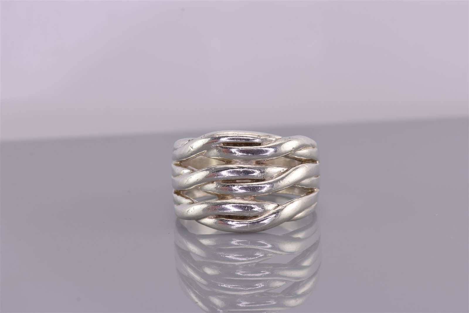 Sterling Silver Solid Wavy Crossover & Under Twis… - image 1