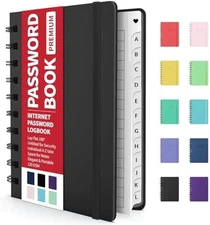 Password Notebook with Alphabetical Tabs for Login Storage