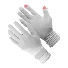 Sun Gloves for Women, 9 Inch & 2Pcs & Ice Silk & Gray Beige