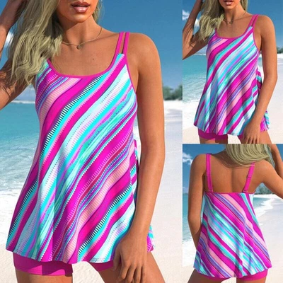 Damen Tank Top Bikinihose Tankini Set Bademode Badeanzug Bañador Strandmode - Bild 1 von 4