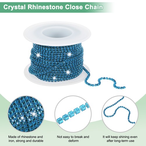 Crystal Rhinestone Close Chain, 2 mm 10 Yards Crystal Chain [Kepler Blue] - Afbeelding 2 van 6
