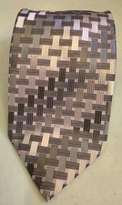 Bergamo New York Men's Tie Pink Grey Brown White Geometric 3.75 X 57