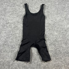 Womens Bodysuit One-Piece Medium Black Stretch Ribbed Gym Training Activewear
