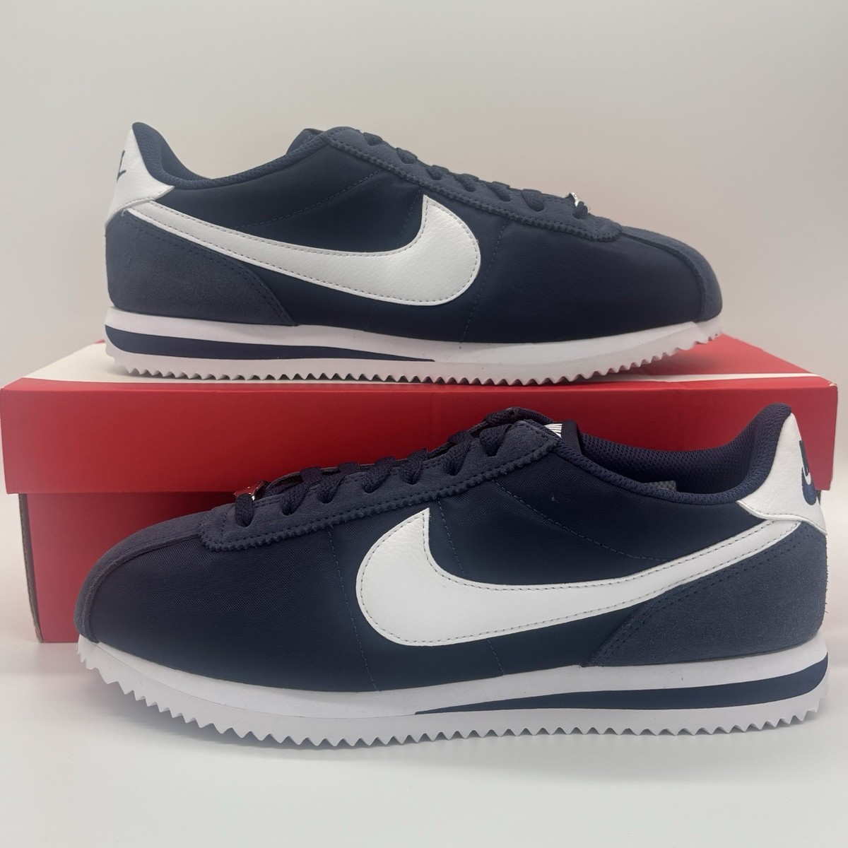 nike cortez white navy