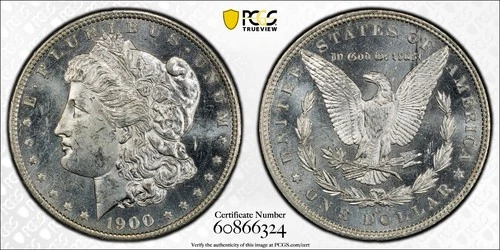 KEY 1900-O MS-61 PL MORGAN SILVER DOLLAR,. Beautiful example