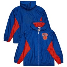 Men's Mitchell  Ness Blue New York Knicks Playmaker Full-Zip Hooded Windbreaker