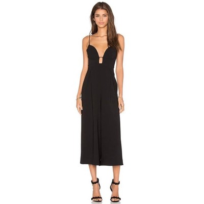 Zimmermann Crepe Underwire Jumpsuit Black Sz. 2 wide leg sweetheart neck
