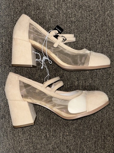Torrid Women’s Nude Mesh Mary Jane Double Strap Suede Block Heel Sz 10ww - Picture 4 of 12