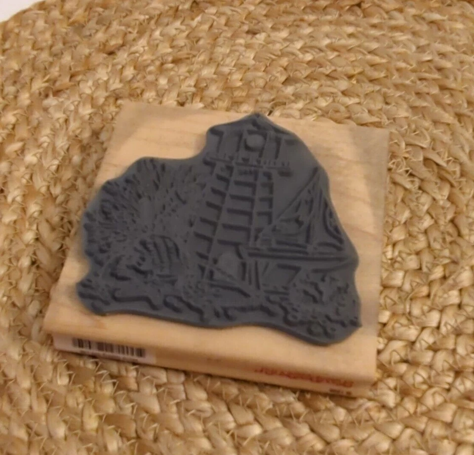 Stampendous vela bodegón madera sello goma faro coral velero Foto 2 de 3