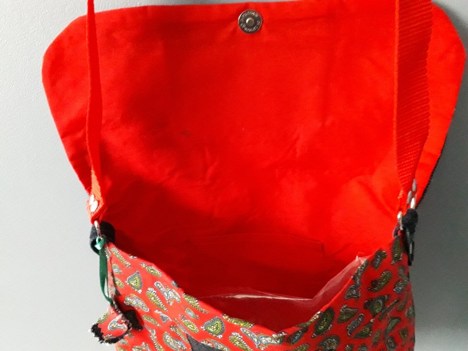 HANDCRAFTED Paisley print/black Denim Small Messenger Style Bag eBay