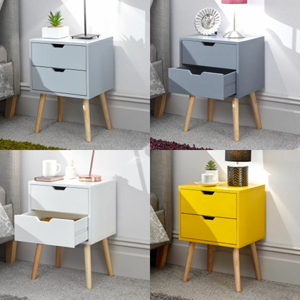 SINGLE 2DRAWER BEDSIDE TABLE LAMP SIDE CHEST STORAGE eBay