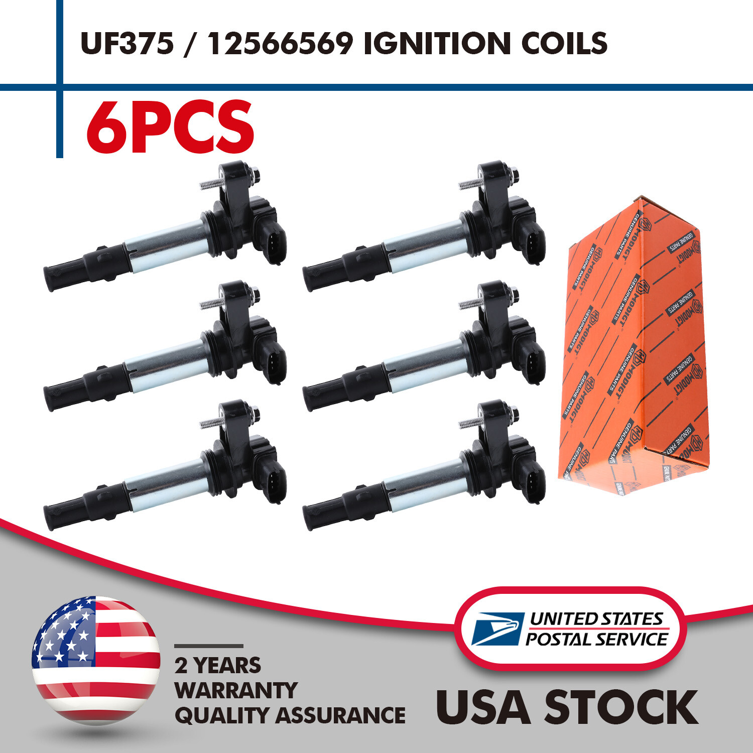 6X High-Performance Ignition Coils for Cadillac SRX CTS STS GMC Acadia UF375 Upgrade