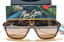 NEW Maui Jim Wedges Aviator Tortoise Amber Polarized HCL Bronze Sunglass H880-10