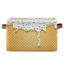 Ice Cream Cone Storage Bin - Large Canvas Basket - 15x11x9.5inch 1 ... Fast Ship