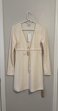 NWT Reformation Cream Karah Tie Front Open Hole Mini Dress Size M