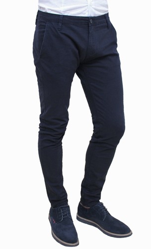 Pantaloni jeans uomo casual eleganti blu estivi slim fit aderenti in cotone  | eBay