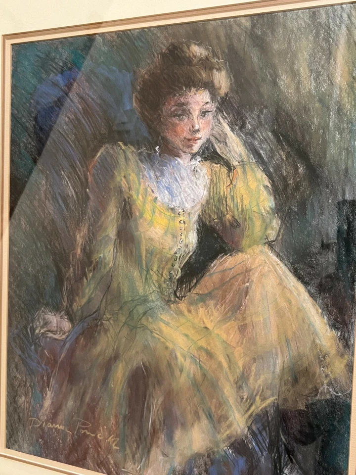 Retrato de mujer pastel original de Dianne, firmado, enmarcado, 17" x 21" (imagen) Foto 2 de 4