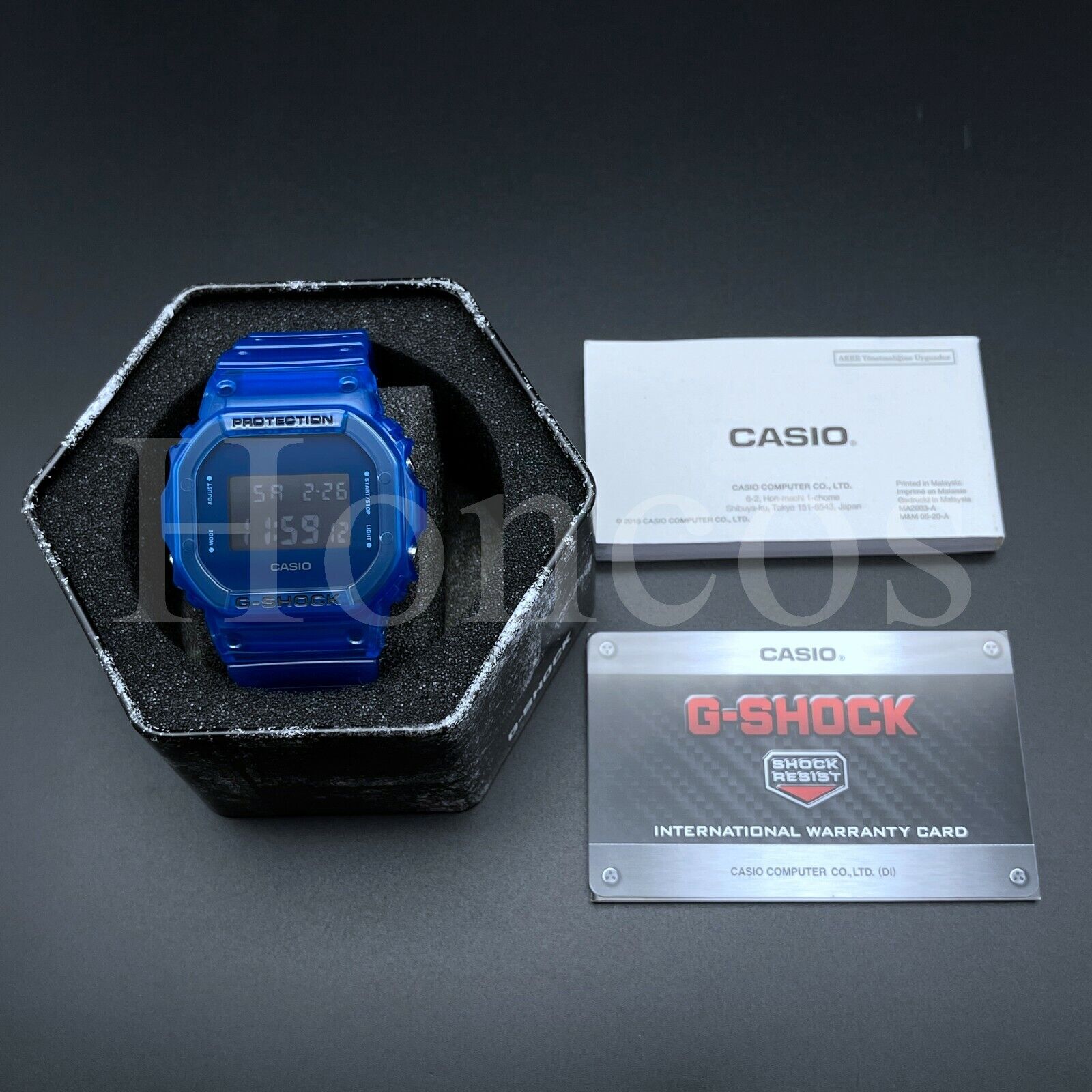 Casio G-SHOCK DW5600SB-2 Transparent Color Series Blue Custom Made Upgraded  Gold