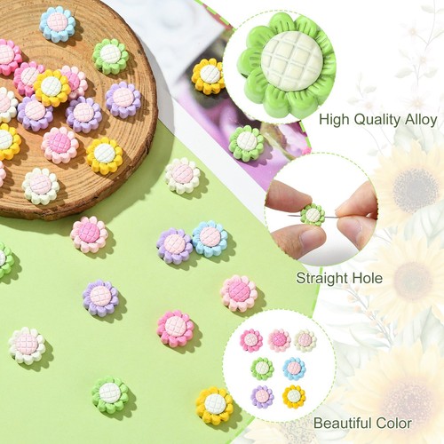 35x Alloy Sunflower Beads Flower Loose Beads for Necklaces Bracelets Making DIY - Picture 4 of 7