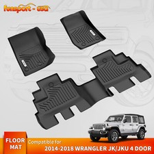 Floor Mats For 2014-2018 Jeep Wrangler Jk Unlimited Jku 4 Door All Weather Liner