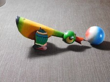 VINTAGE TOY 7 1/2" LONG GAMA US ZONE GERMANY TIN WINDUP BIRD BALL *NOT WORKING