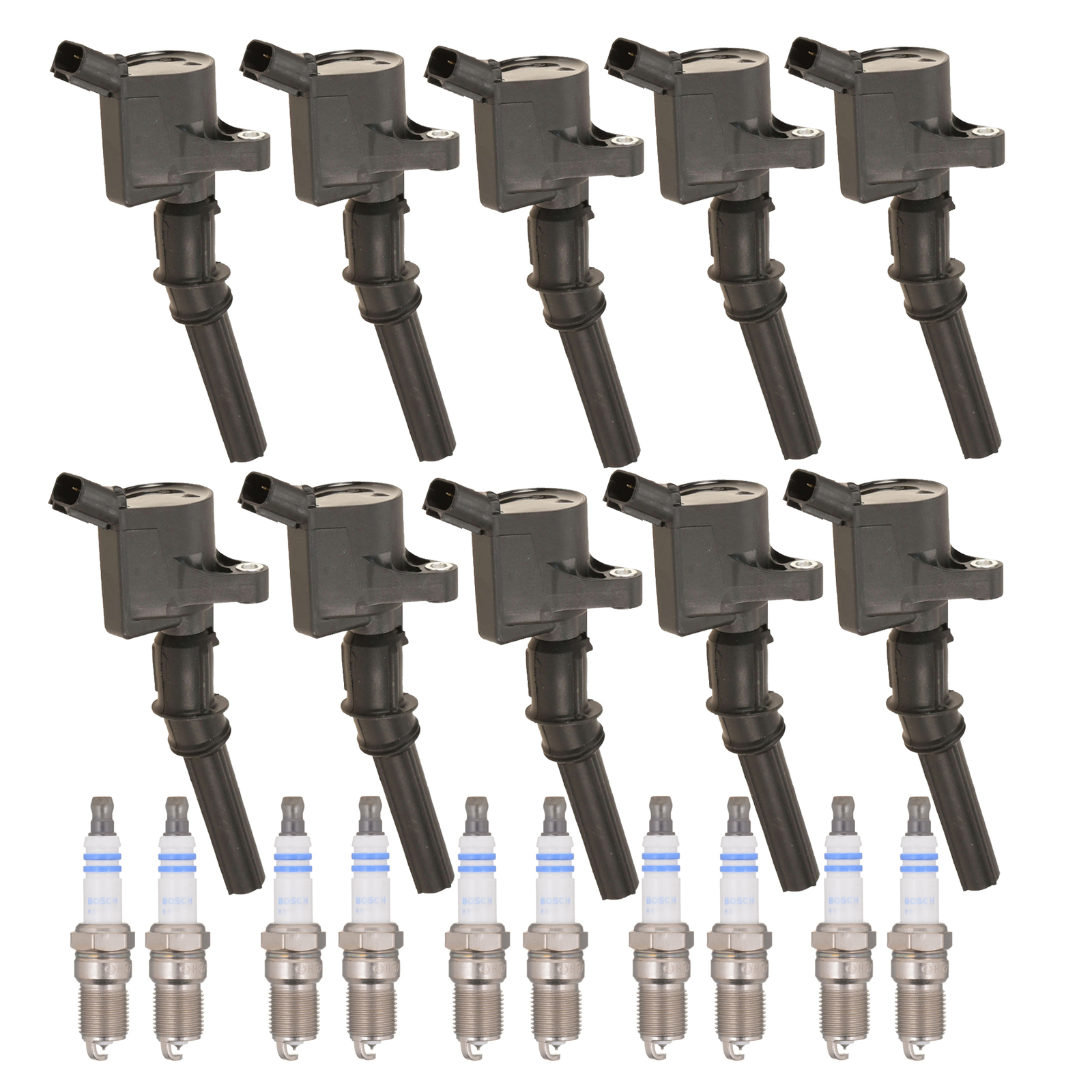Bosch 10 Ignition Coils  10 Platinum Spark Plugs 0.039 Kit For Ford 6.8l V10