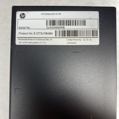 HP ProDesk 600 G1 SFF Intel Core i7-4770 3.40GHz 1x8GB RAM DVDRW No HDD OS - Afbeelding 14 van 16