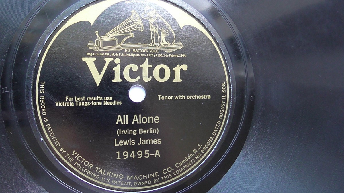 Lewis James 78rpm single 10-inch Victor Records #19495 All Alone