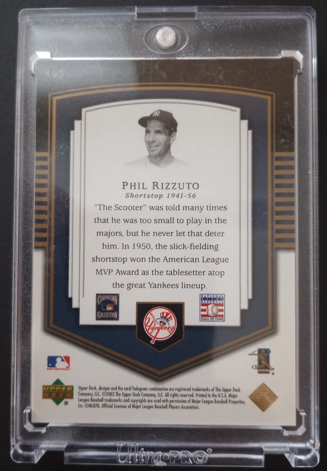 2003 Upper Deck Sweet Spot Classic Portaits Phil Rizzuto (#195) /1200 - Image 2 of 2