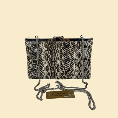 La Regale Genuine Snake bag, brown & beige shoulder bag, NWT (w/ minor defects)